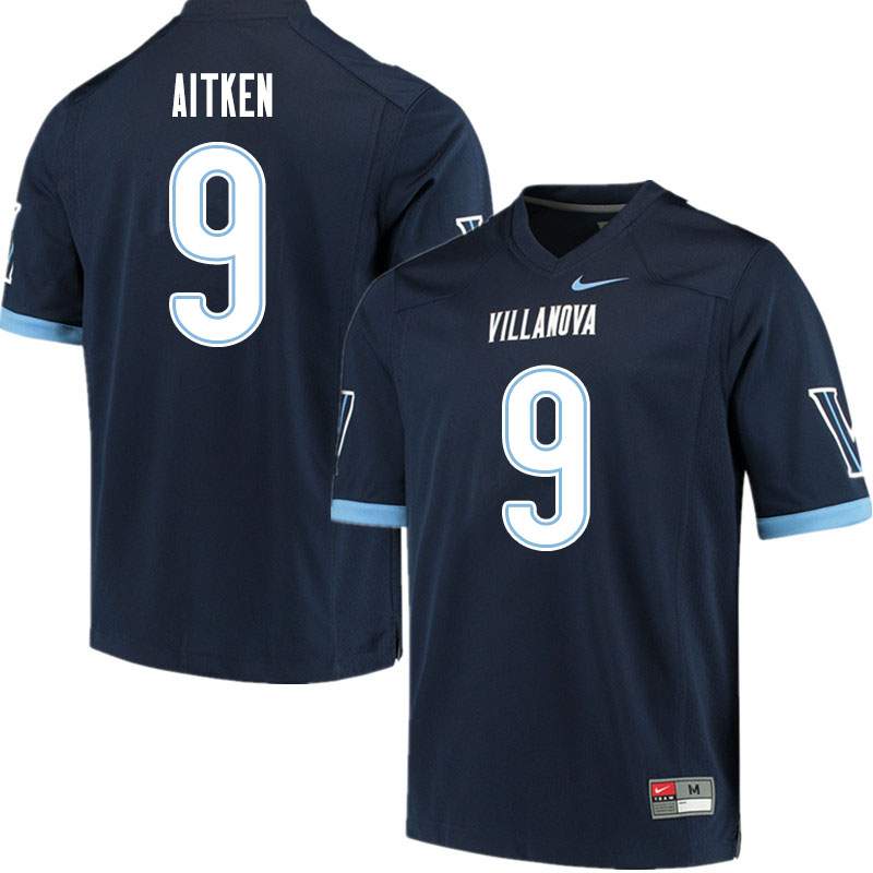 Men #9 Dox Aitken Villanova Wildcats College Football Jerseys Sale-Navy